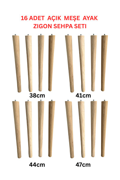 HAMADEX 38–41–44–47 cm Ham Ahşap Ayak Mobilya Zigon Sehpa Ayagi 16 Adet Ayak ...