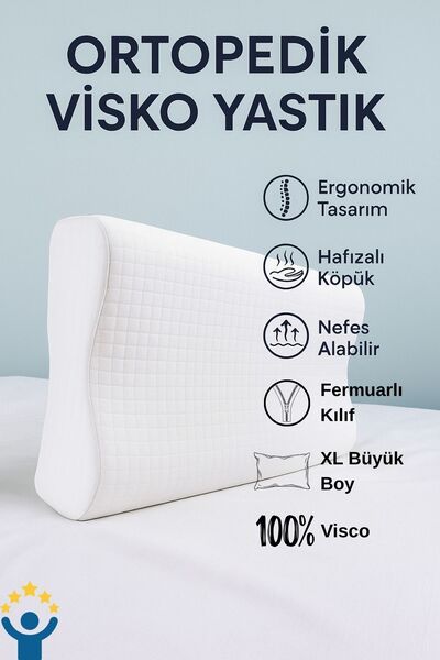 BYENS Orthopedic Visco Pillow Neck Pillow Supported Straightening Pain Herniated Disc for Beauty 60X40X12Cm