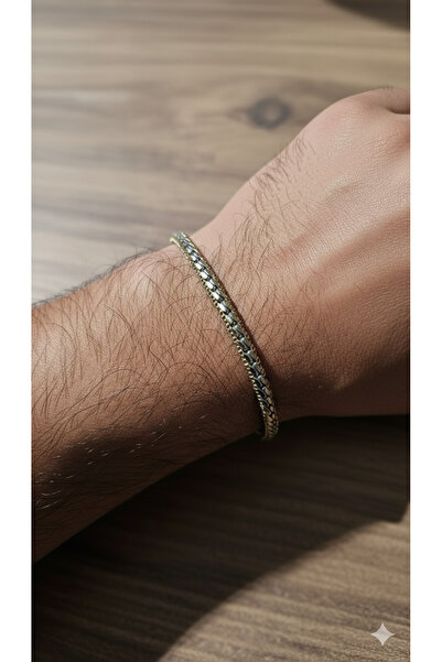 AURA Men's Steel Bracelet in Gold/Silver Color