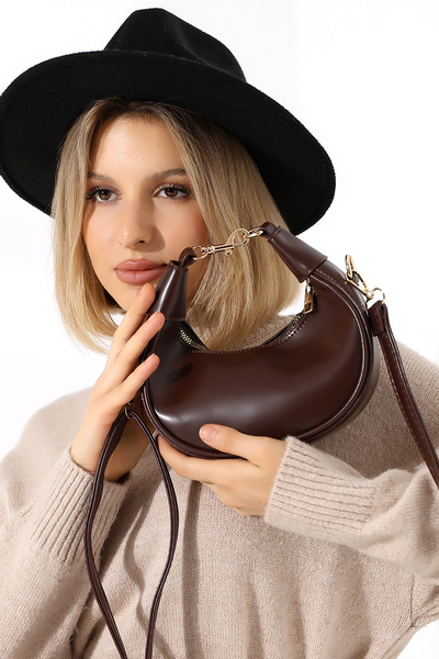 BALANZ Geantă mică maro pentru femei bretea crossbody Geantă de umăr și de mână