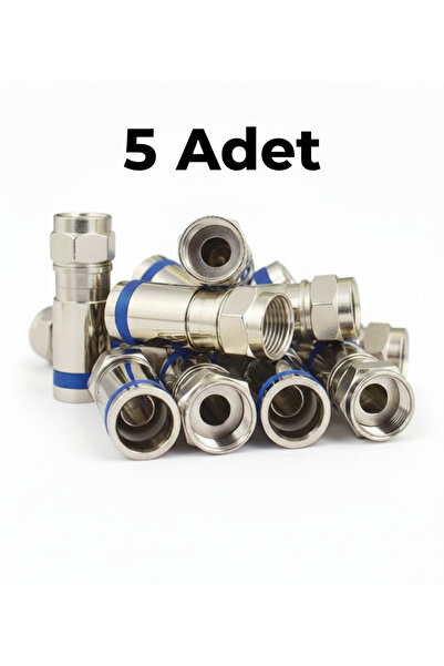 HQ SPEED 5 Adet Digiturk Uyumlu Mavi Bilezikli F Konnektör (6.8mm) - RG6 Uyumlu Sıkıştırmalı F Konektör