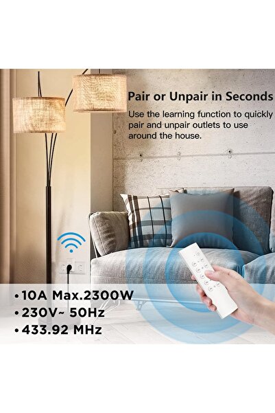 G-Homa Set of 4 Smart Sockets, Remote Control - CN