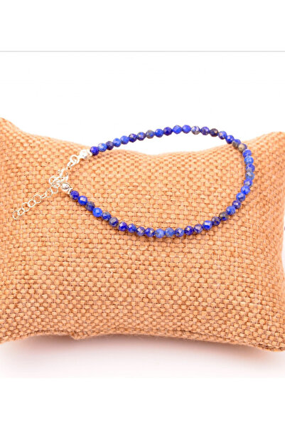 Taş-Mir 3 mm Lapis Lazuli Taşı Gümüş Doğal Taş Bileklik