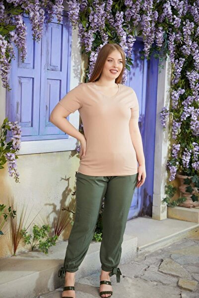 RMG Gamze Moda Large Size V-Neck T-Shirt