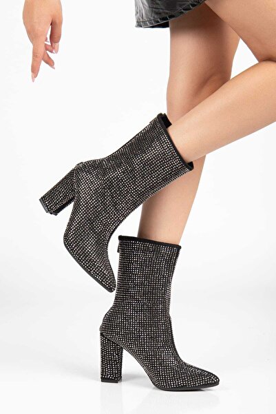 SEDRİK yeni sezon kadın sivri burunlu göz kamaştıran parlak taşlı kısa çizme