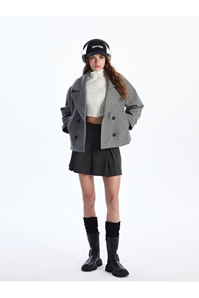 LC Waikiki Kruvaze Yaka Kadın Kaşe Ceket (W5)