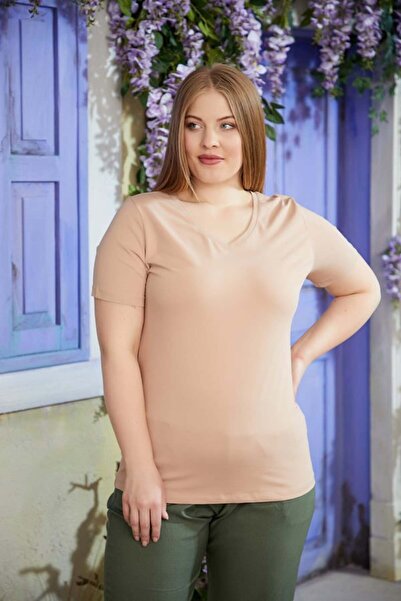 RMG Gamze Moda Large Size V-Neck T-Shirt
