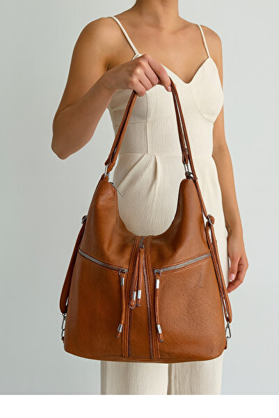 H&D COLLECTİON М'яка штучна шкіра Taba Сумка для жінок, придатна для носіння на плечі та спині