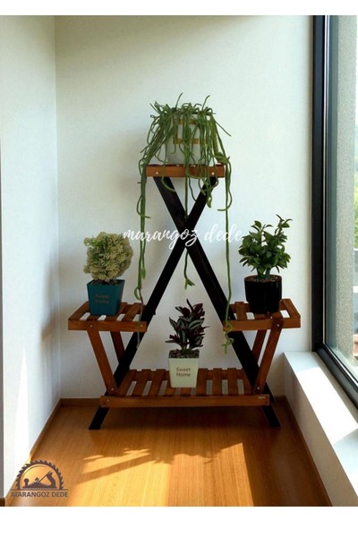 KOVANCI DEKORATİF AHŞAP ÇİÇEKLİK SAKSILIK SAKSI STANDI