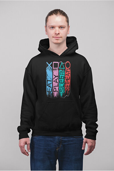 MG سترة رياضية قطنية مطبوعة بأكمام طويلة وقلنسوة بثلاث خيوط