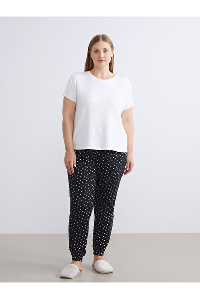 LC Waikiki LCW DREAM Siyah Beli Lastikli Puantiyeli Kadın Jogger Pijama Altı