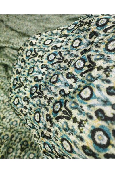 Kumaş Parça شيفون ساتان كريب أصفر كريمي أخضر (العرض 140 سم × الطول 125 سم)