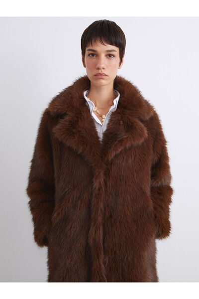 LC Waikiki Lcw Vision Brown Jacket Collar Women's Fur Coat