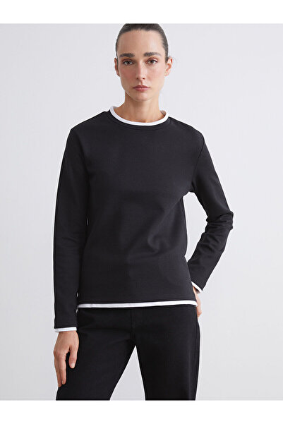 LC Waikiki Hanorac negru pentru damă cu guler rotund