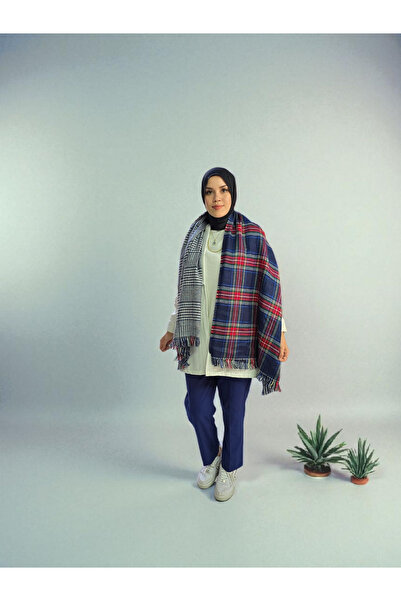 Nöşre Design Double Sided Plaid Pattern Shoulder Shawl Scarf