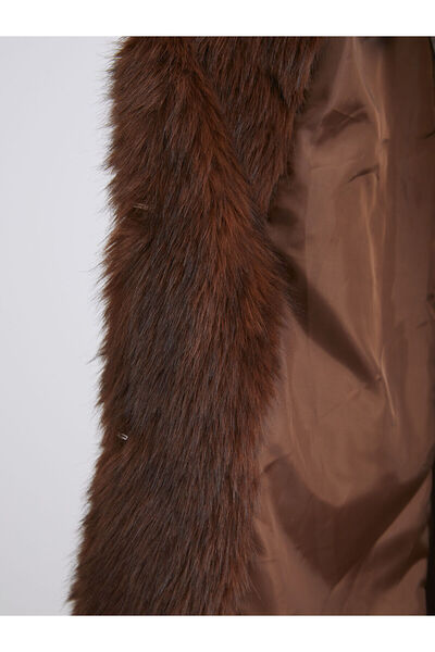 LC Waikiki Lcw Vision Brown Jacket Collar Women's Fur Coat