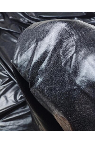 Kumaş Parça Jerseu cu folie în culoarea neagră (lățime 150 cm x lungime 300 cm)