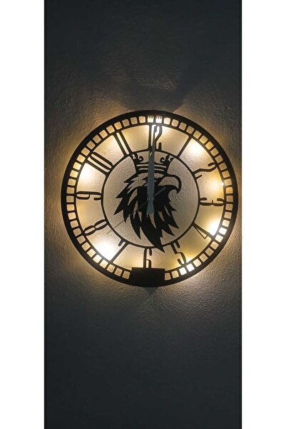 GünceDekor Kartal Ledli Minimalist Sessiz Akar Duvar Saati