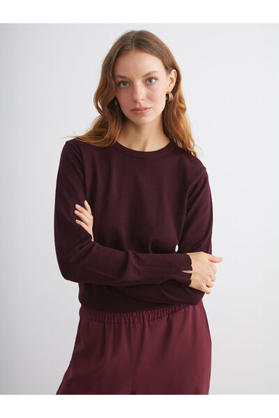 LC Waikiki Pulover tricotat pentru femei LCW Vision Mürdüm guler rotund