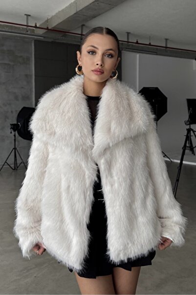 Moderk İthal Çıtçıt Detay Yakalı Cepli Kürk Ceket Mont