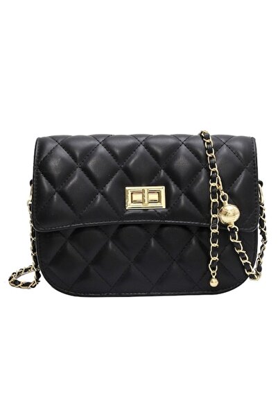 OEM - Women's Handbag, Small, Synthetic Leather, Black, 22x16x9cm, with Chain