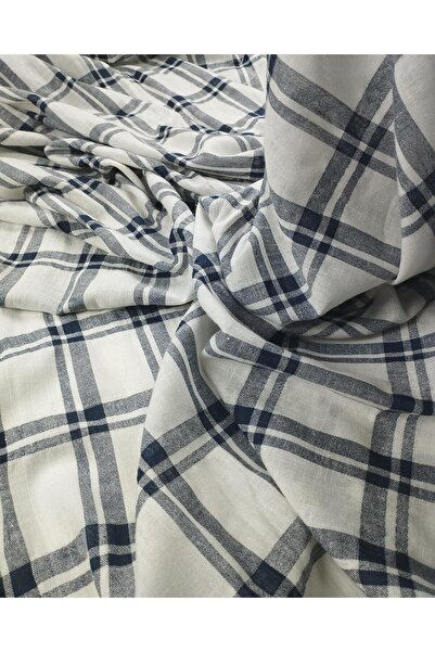 Kumaş Parça Βαμβακερό λινό σε λευκά και μπλε ναυτικά χρώματα (Πλάτος 140 cm x...