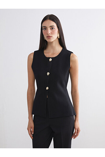 LC Waikiki Black Crew Neck Women's Knitwear Vest