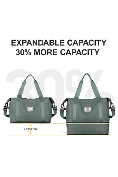 OEM Expandable waterproof travel bag, wet/dry compartment, 35L, green