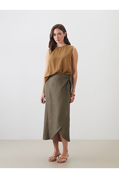 LC Waikiki Peak New Season Crew Neck Linen Blend Blouse