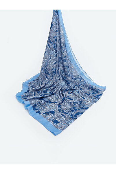 LC Waikiki Alita City Lcw Modest Blue Voile Patterned Women's Shawl with a Di...