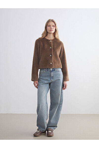 LC Waikiki Jachetă de pluș pentru femei cu gât rotund (W5)