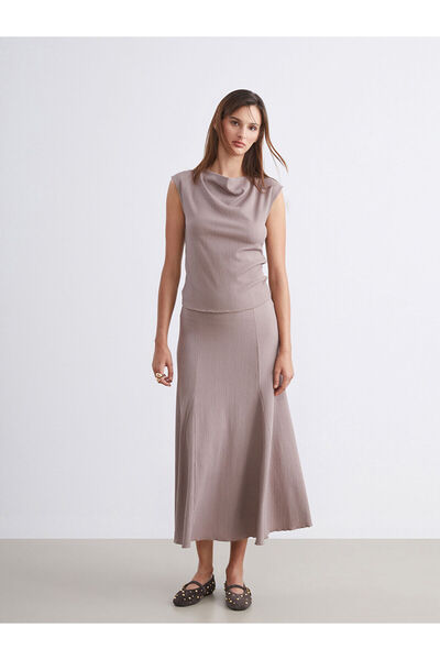 LC Waikiki Μπλούζα με υφή με ντραπέ λαιμόκοψη Vizyon New Season