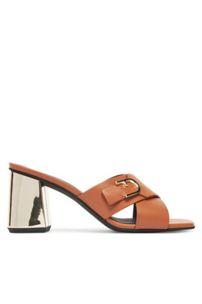 FURLA Γυναικείες σαγιονάρες καφέ FURLA-YJ41HIC A.0203 3911S BRANDY+COLOR ORO ...