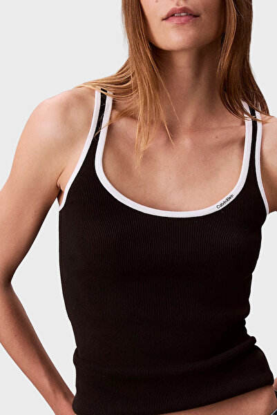 Calvin Klein Pamuklu Slim Fit Yuvarlak Yaka Fitilli Top LV047D300GUB1 TOP LV047D300G UB1