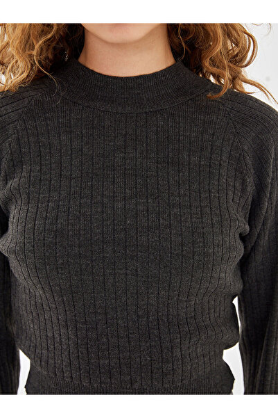 LC Waikiki Lc Waikikianthracite Half Turtleneck Textured Women's Knitwear Sweater