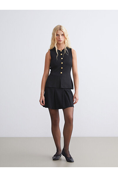 LC Waikiki Siyah Bisiklet Yaka Kadın Triko Yelek