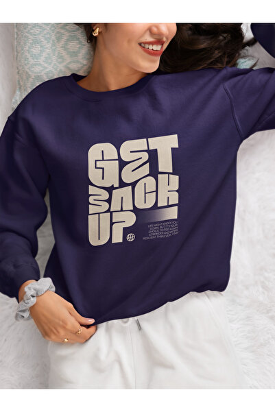 MAGORS سترة رياضية قطنية مطبوعة بأكمام طويلة وياقة دائرية مصنوعة من 3 خيوط