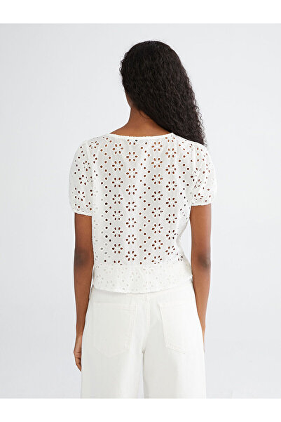 LC Waikiki V-Neck Openwork Brode Ice