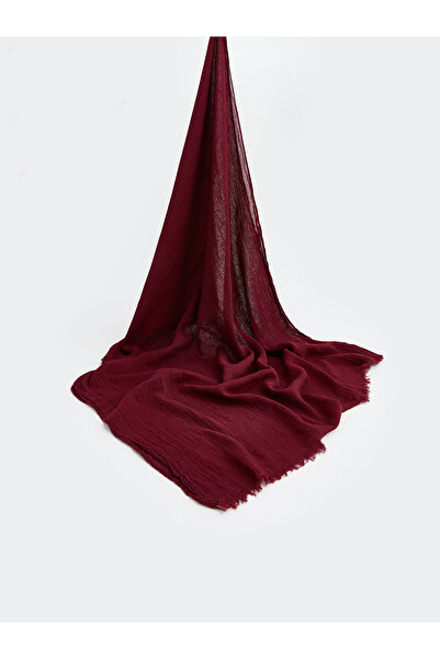 LC Waikiki Lcw Modest Burgundy Waffle Plain Women's Shawl with Nevavm Difference