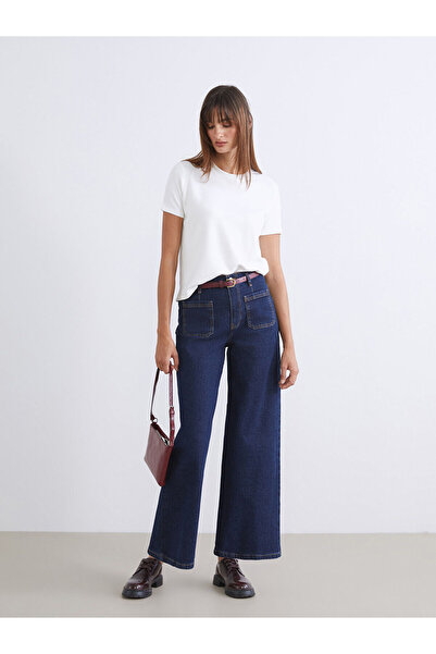LC Waikiki Beli Kemerli Wideleg Kadın Jean Pantolon