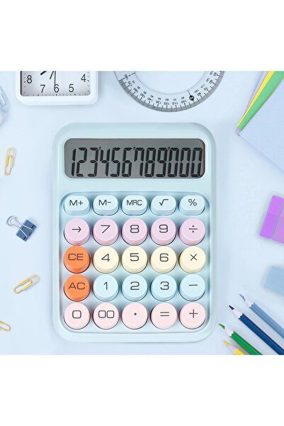 Hyd Hesap Makinesi 12 Hazneli Lcd Ekran Açılı Geniş Ekran,güneş Enerji Ve Pilli Hesap Makinesi Mavi