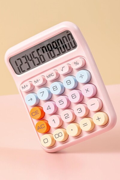 Hyd Hesap Makinesi 12 Hazneli Lcd Ekran Açılı Geniş Ekran,güneş Enerji Ve Pilli Hesap Makinesi Pembe