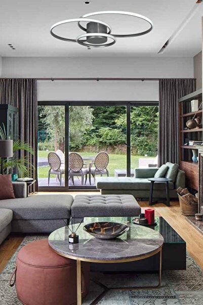 Luzarana Sole Modern Tasarım Gri Renk Salon - Mutfak - Hol Beyaz Led 3 Lü Avize