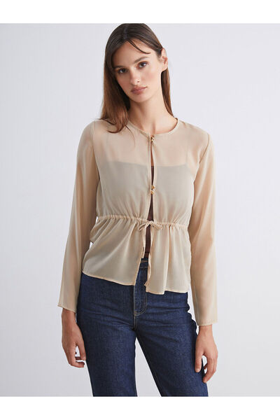 LC Waikiki Soulife Beige Crew Neck Transparent Blouse