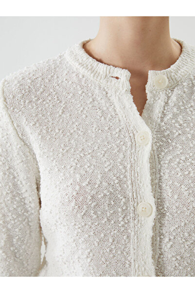 LC Waikiki New Season Crew Neck Textured Women's Knitwear Cardigan - S5Ng95Z8