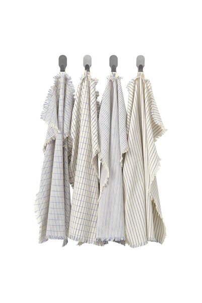 IKEA VÄLVÅRDAD منديل شاي، أبيض/أزرق منقوش، 45 × 60 سم