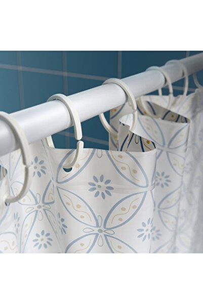 IKEA DOCKBÅT Shower curtain, white/multicolour, 180 x 200 cm