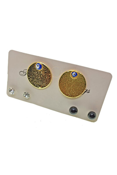 Hmd Gold Color Round Model Eye Evil Eye Enamel Combination Earrings