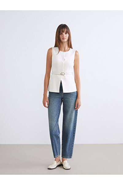 LC Waikiki Özmarka New Season Crew Neck Women's Classic Vest with Belt at the Waist
