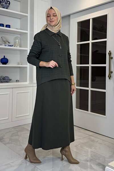 Rabia Şamlı Kumsal Knitwear Set Khaki